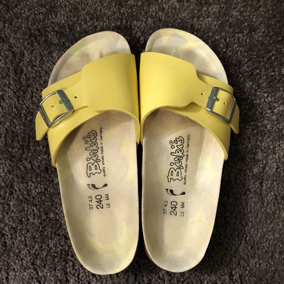 yellow birkenstocks rubber